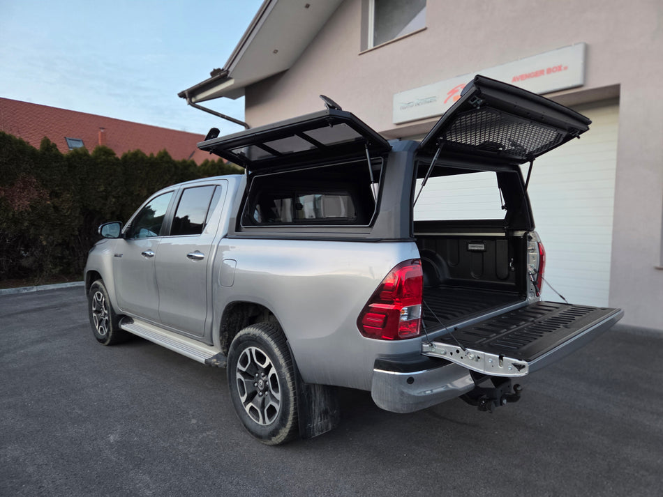 Aluminijasta trda streha Rhinoman Xtreme (steklena dvižna vrata), Toyota Hilux 2016-2020, 2021+, Double Cab