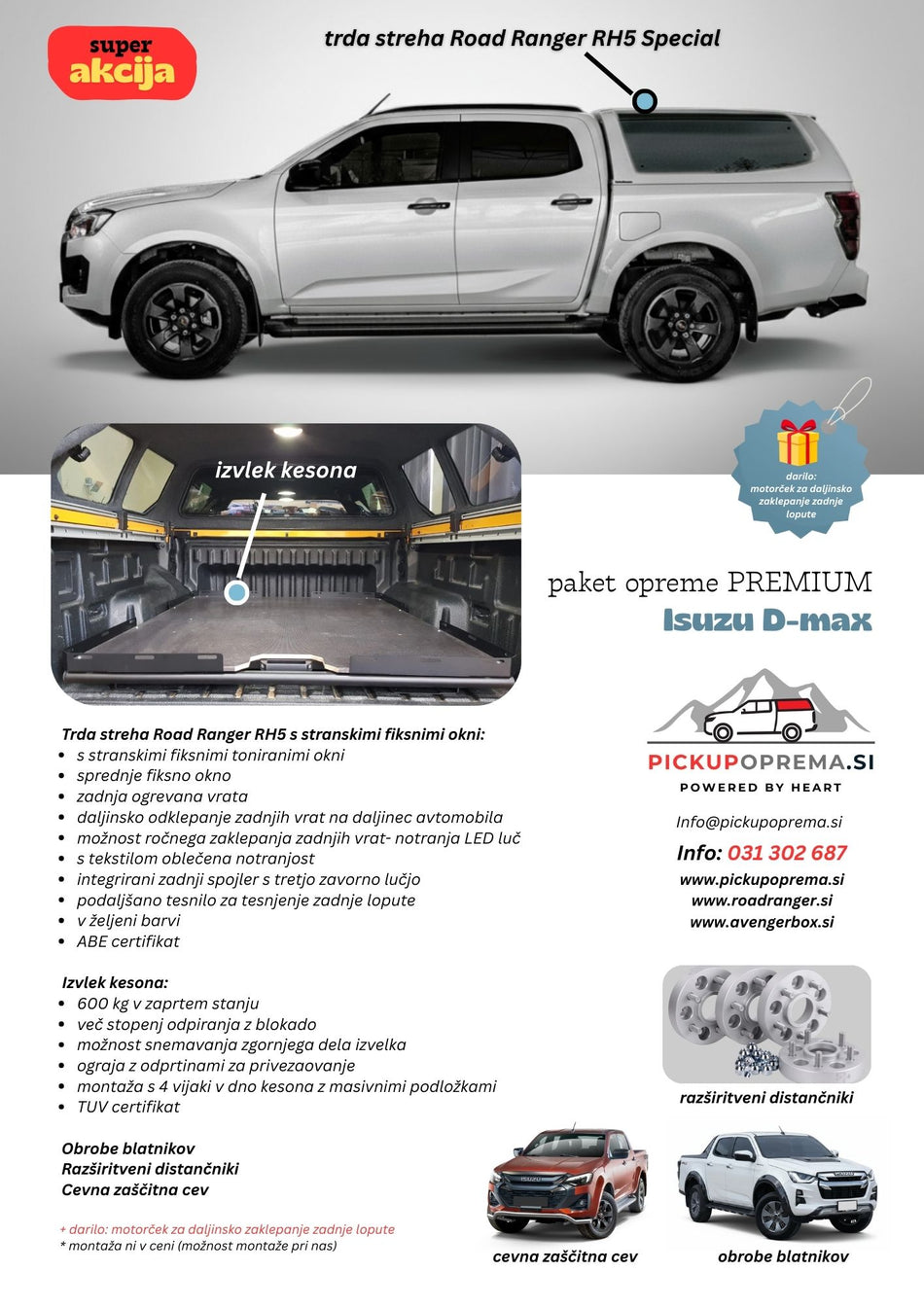 SUPER AKCIJA + DARILO: paket opreme PREMIUM za Isuzu D-max 2021-2024, 2025+