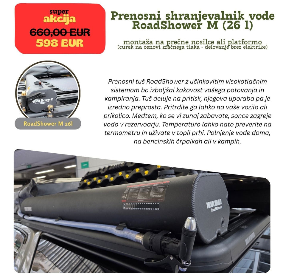 Prenosni shranjevalnik vode RoadShower M (26 l)