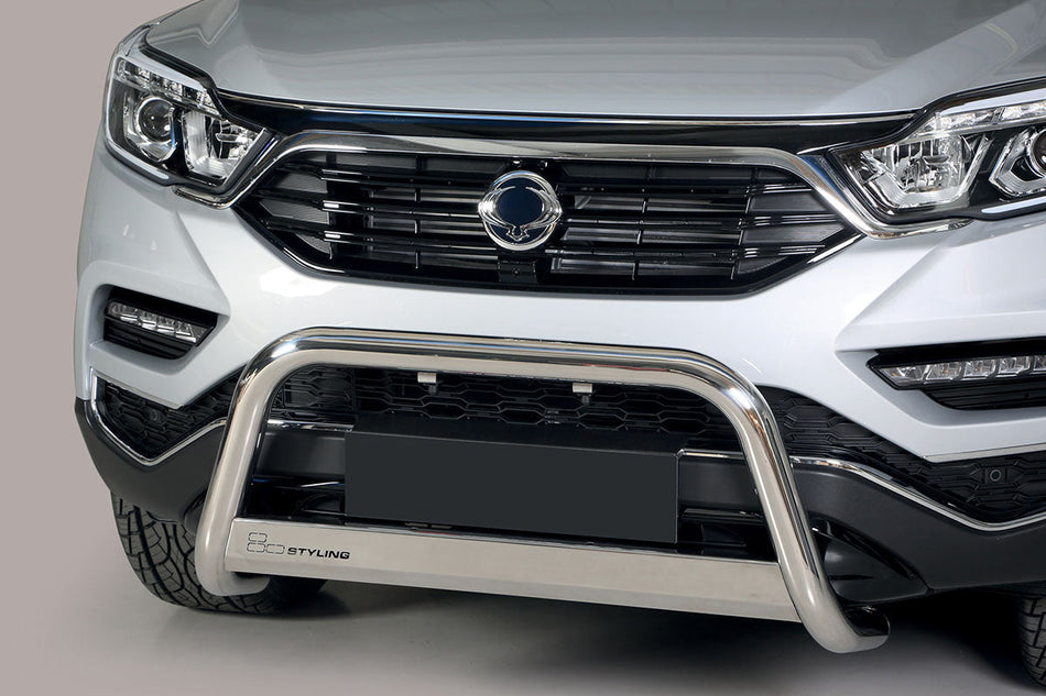 Sprednja cevna zaščita fi63 s prečko inoks/črna ali inoks za KGM SsangYong Musso Grand, Double Cab