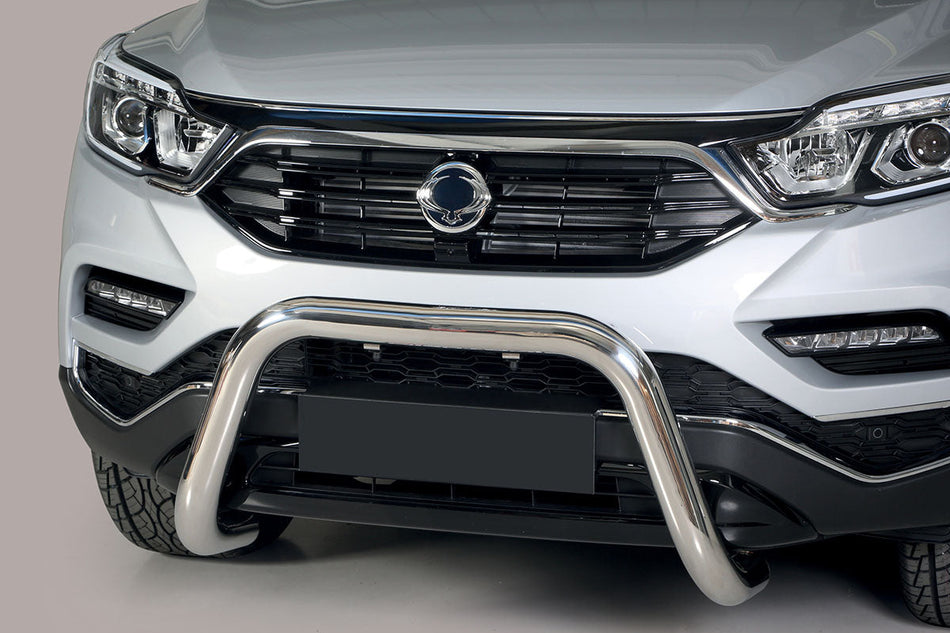 Sprednja cevna zaščita fi76 inoks/črna ali inoks, KGM SsangYong Musso Grand 2021+