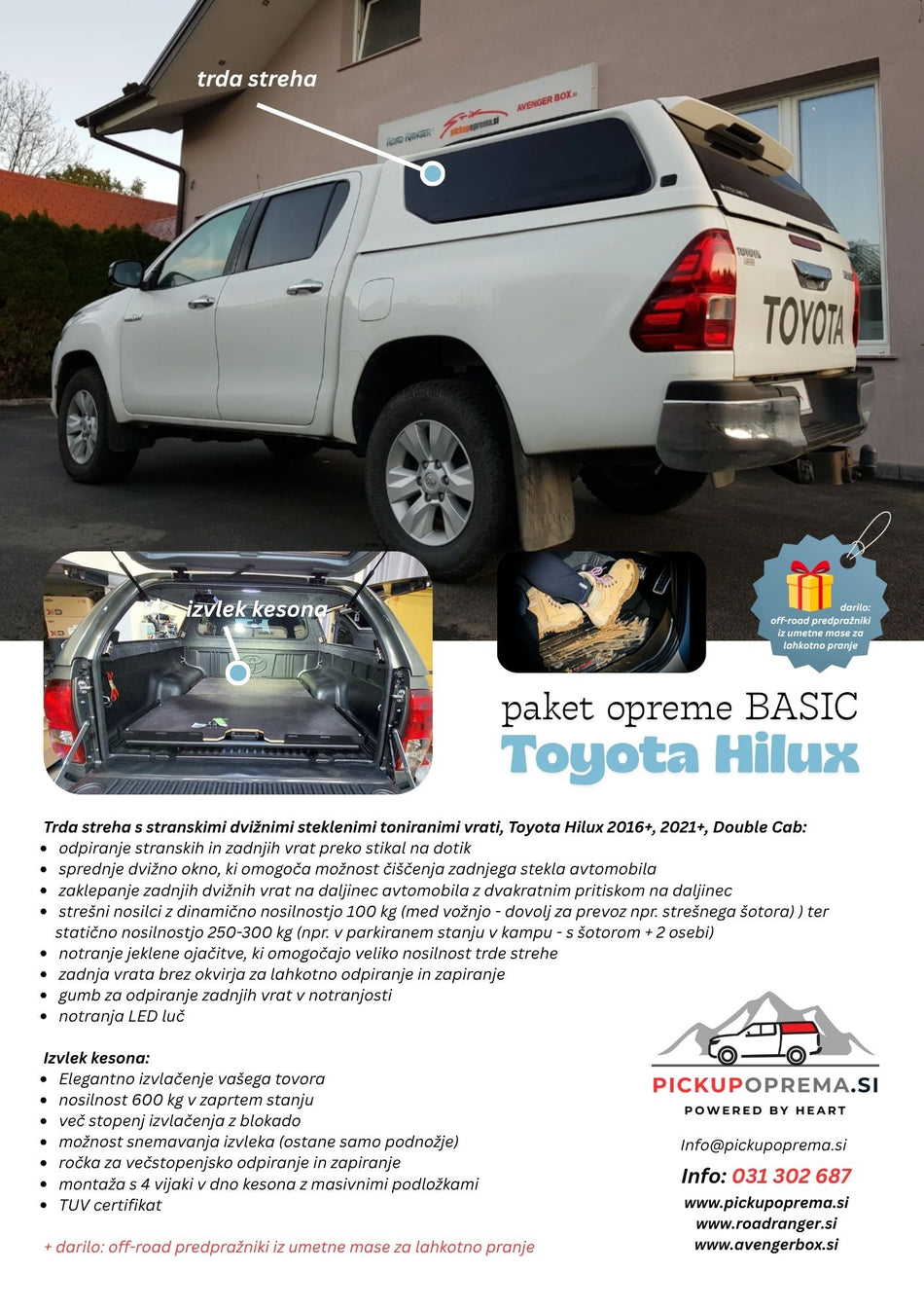 SUPER AKCIJA + DARILO: paket opreme BASIC za Toyoto Hilux 2016+, 2021+