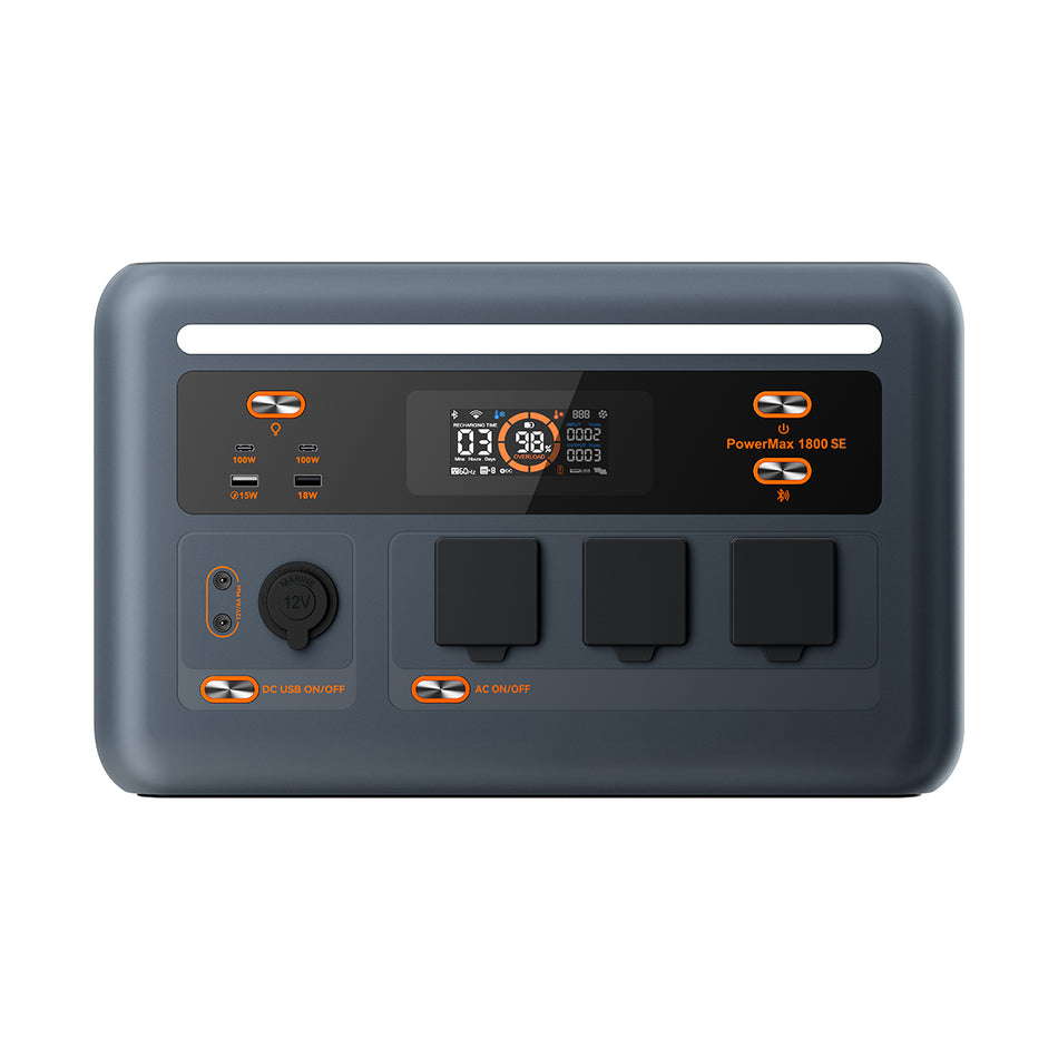 OSCAL PowerMax 1800 SE - Baterijski hranilnik za dom, kampiranje, mobilno pisarno in zabavo. Brezžično polnjenje 1x15W.