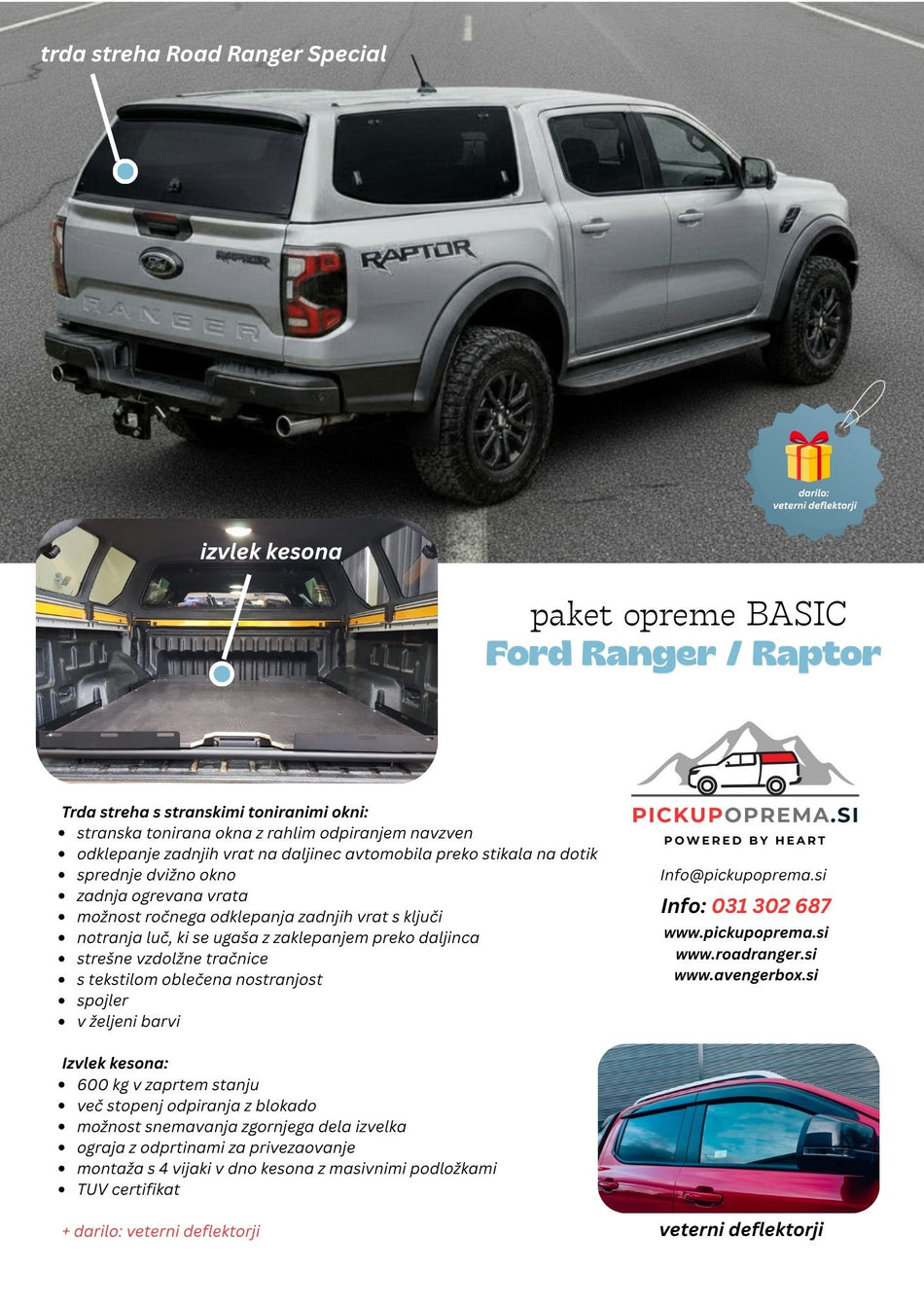 SUPER AKCIJA + DARILO: Paket opreme BASIC za Ford Ranger / Raptor 2023+