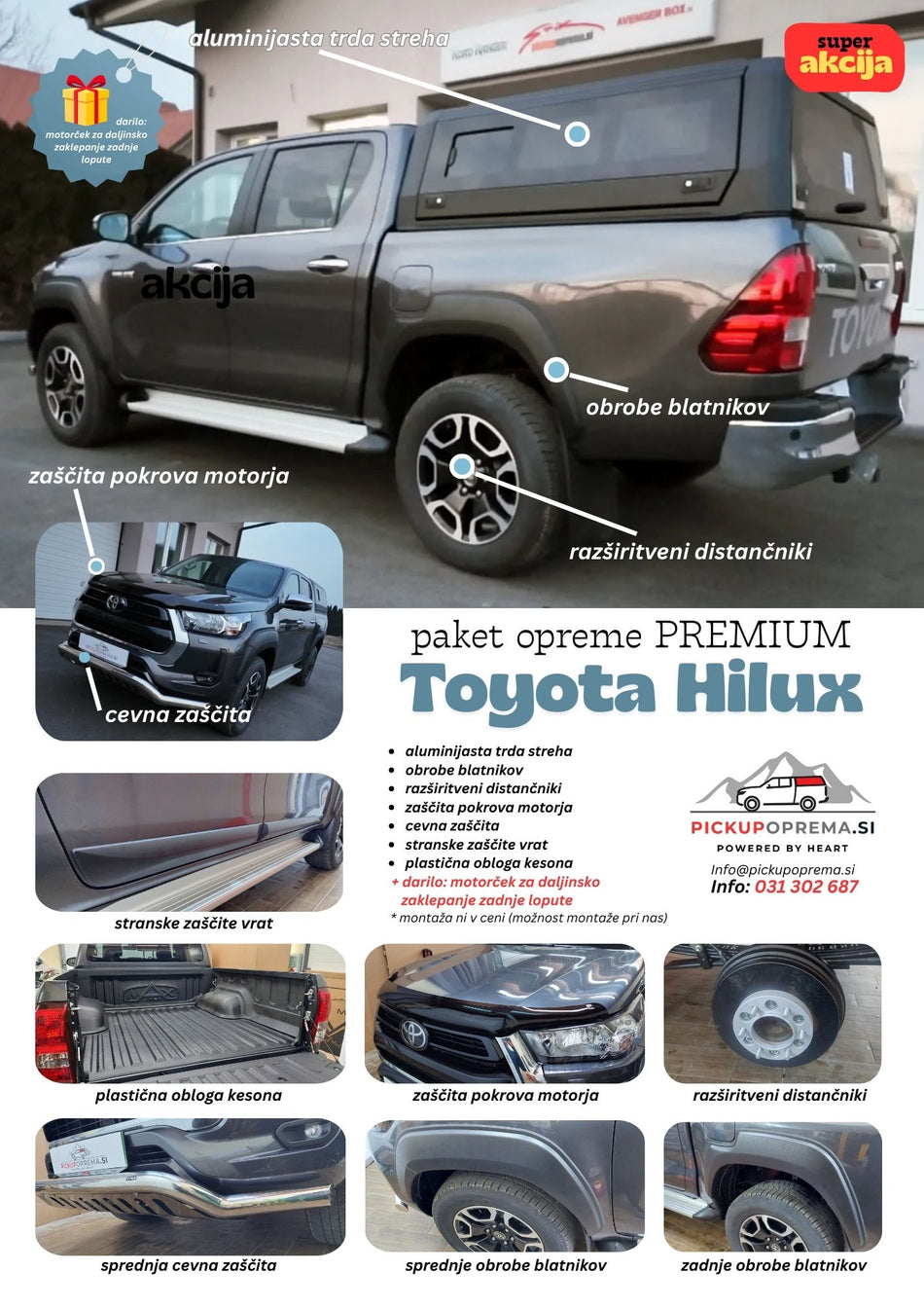 SUPER AKCIJA + DARILO: paket opreme PREMIUM za Toyoto Hilux 2016+, 2021+