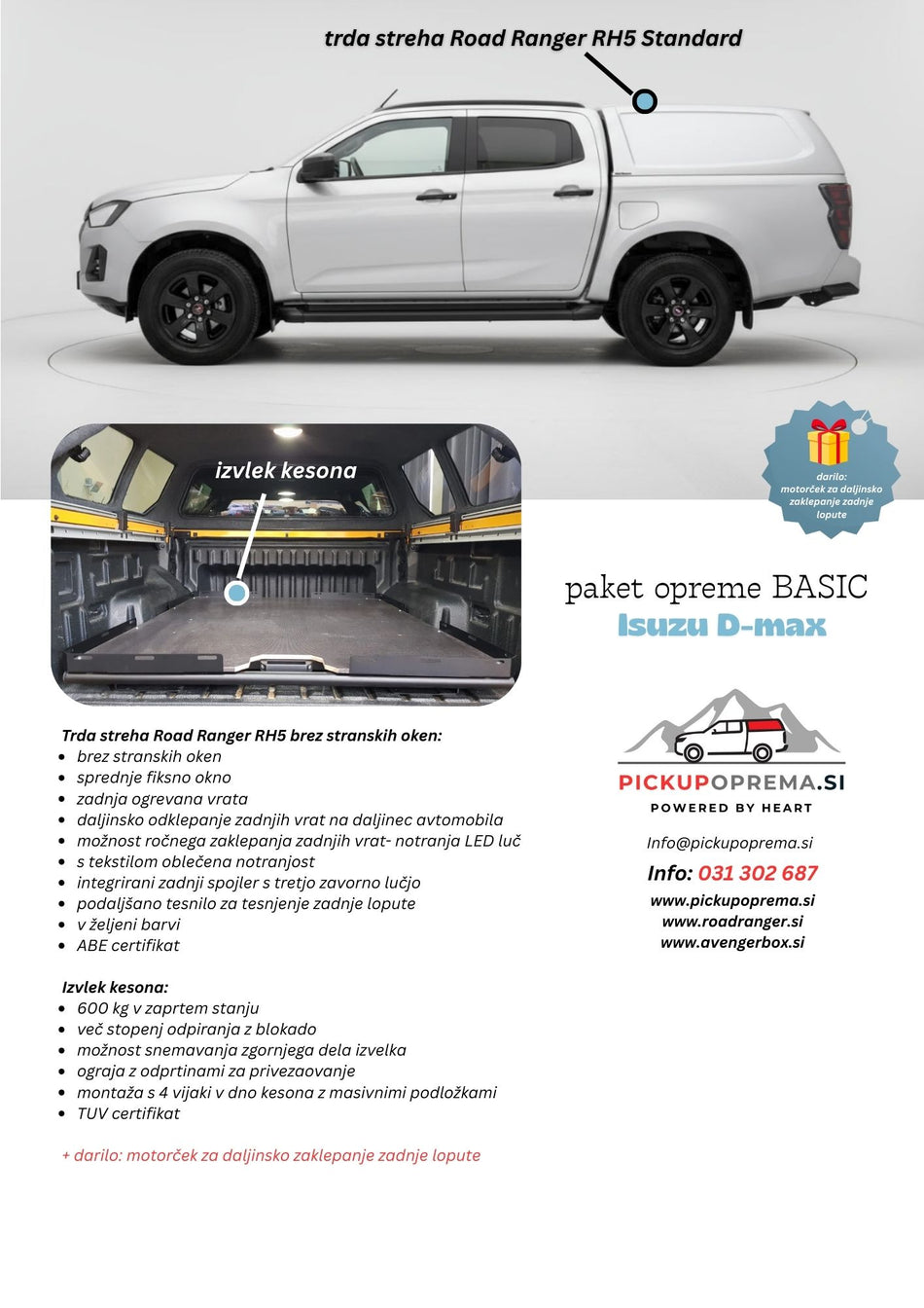 SUPER AKCIJA + DARILO: paket opreme BASIC za Isuzu D-max 2021+, 2025+, Double Cab