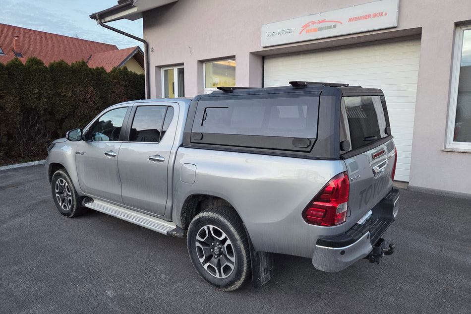 Aluminijasta trda streha Rhinoman Xtreme (steklena dvižna vrata), Toyota Hilux 2016-2020, 2021+, Double Cab