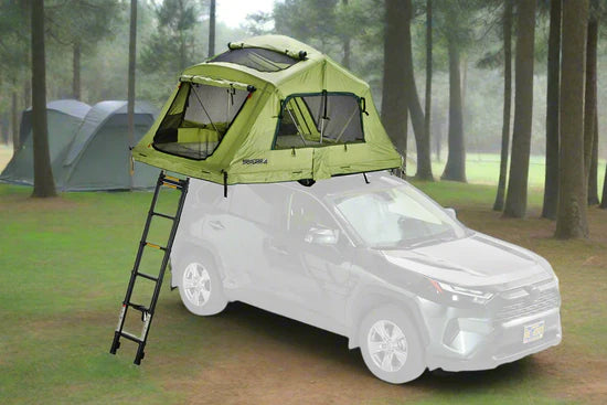 Paket opreme za kampiranje za vse vrste avtomobilov (strešni šotor Yakima SL, tenda Yakima OverNOut, 2 zložljiva stola in miza)